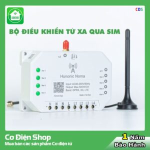 Công tắc ĐIỀU KHIỂN TỪ XA QUA SIM - Hunonic Noma 4 Kênh 500W/Kênh - HẸN GIỜ, BẬT TẮT bằng điện thoại, không cần WIFI