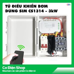 Tủ Điều Khiển Bơm Từ Xa Bằng Điện Thoại Dùng Sim CS1314 - 220V - 3kW - Bật Tắt Từ Xa, Điều Khiển Giọng Nói, Hẹn Giờ