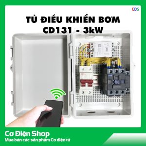 Tủ điện điều khiển bơm từ xa bằng điện thoại - CD131 - 220V - 1 pha - 3kW - Bật tắt động cơ từ xa wifi - Cơ Điện Shop