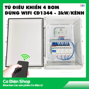 Tủ điều khiển 4 bơm 3hp từ xa bằng điện thoại dùng wifi cd1344