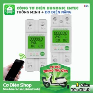 Công Tơ Điện Thông Minh Hunonic Entec Pro, Quản Lý Điện Năng, Cảnh Báo Dòng Rò, Bật Tắt, Hẹn Giờ